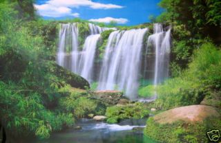 new 5 ft forest waterfall poster wall mural decor time