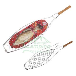 BBQ Fish Grilling Basket Folder Tool Roast for Fishes Iron Chrome