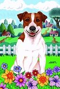 NEW small Garden size Spring time Flag for Jack Russell dog lover 12 