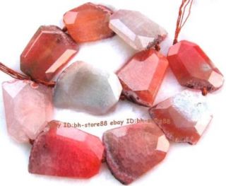 28x40mm Pink Red Crackle Agate Flat Faceted Beads 16