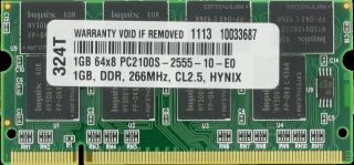 1GB DDR Memory RAM PC2100 SODIMM 200 Pin 266MHz