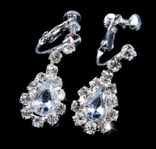 2line Clear Costume Bridal Necklace Earring Set Rhinestone 