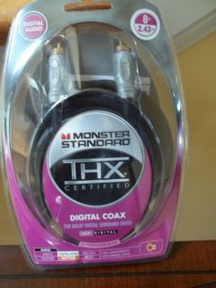 Monster Standard THX 8 Ft. Long Black Digital Coax Audio Dolby Digital 