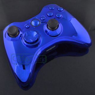 New for Xbox 360 Controller Full Housing Chrome Blue Shell with 