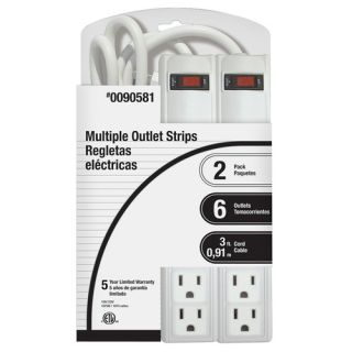 Utilitech 6 Outlet Power Strip with Built in Circuit Breaker 2 Pack 