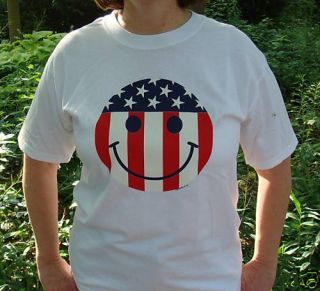 4th of July Happy Smiley Face Unisex White T Shirt XL