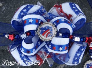 4th of July Beaded Sparkle Hairbow Bead Necklace