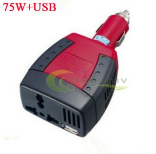   75w car power inverter 12V DC to 110V AC LAPTOP With Outlet 5V USB USA