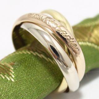   Cartier 18K Tri Color Gold Trinity Rolling Ring Size 60 US 9 15