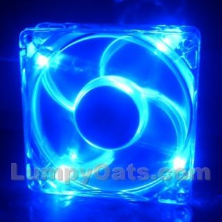 Coolmax UV Reactive 4 Blue LED 80mm x 25mm Case Fan Retail NEW