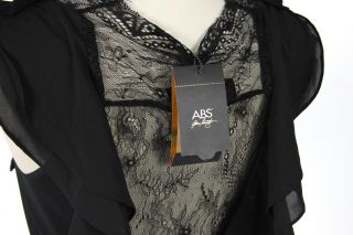 New ABS by Allen Schwartz Womens Ruffled Lace Back Dress in Black US 