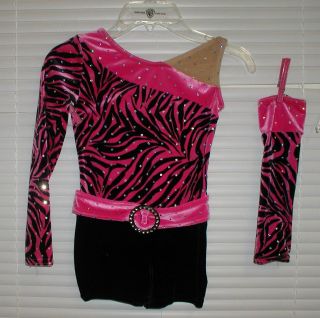 WISH COME TRUE Dance Costume Jazz Tap Pink Black Shortalls Size SC 5 