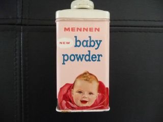 Vintage Mennen New Baby Powder Tin Great Baby Graphics mostly pink in 