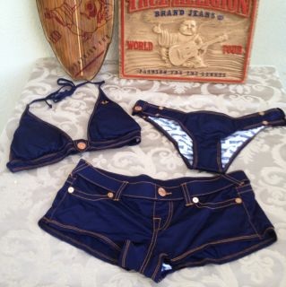 True Religion Swimsuit Set Bikini Booty Shorts NWT 248 NEW Small