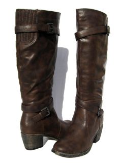 New Womens Knee High Riding Boots Brown Winter Snow Shoe Ladies Size 