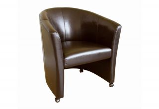 Modern Dark Brown Leather Club Chair Accent Chair
