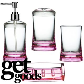 Piece Contemporary Hot Pink Clear Bathroom Accessories Set