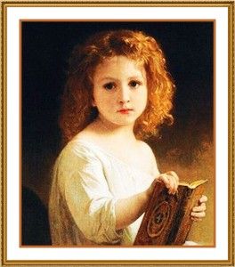 William Adolphe Bouguereau The Story Book Counted Cross Stitch Chart 
