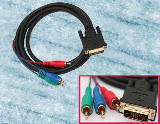 DVI I to 3 RCA Component RGB Cable Adapter for HDTV 6ft