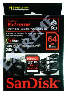 SanDisk 64GB 64G Extreme SDXC SDHC SD UHS I UHS 1 HD Video 45MB s 300x 