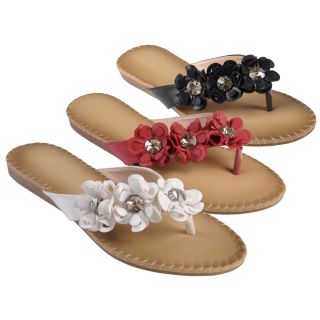 Journee Collection Womens Swish 02 Flower Detail Flip Flop Sandals 