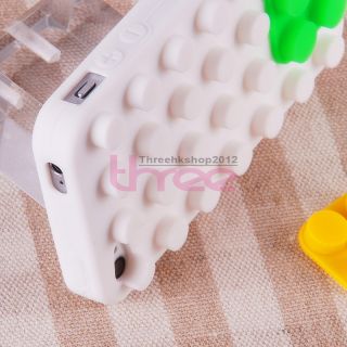 White Brick Block Rubber Silicone Skin Soft Back Case Cover for iPhone 