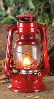 Set of 2 Kerosene Hurricane Lanterns Color Red