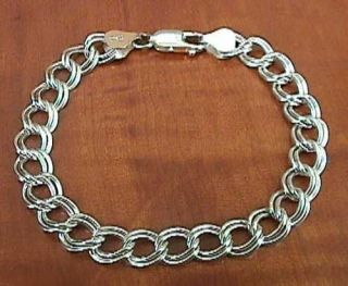 Sterling Silver 925 Fas Double Link Charm Bracelet