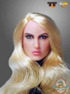 Scale Action Figure Female Head with Long Curly Blonde Hairstyle 