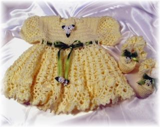 014 Yellow Rose Baby Dress Crochet Pattern by Rebecca