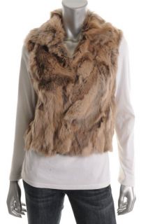 Adrienne Landau New Taupe Rabbit Fur Lined Outerwear Vest M BHFO 
