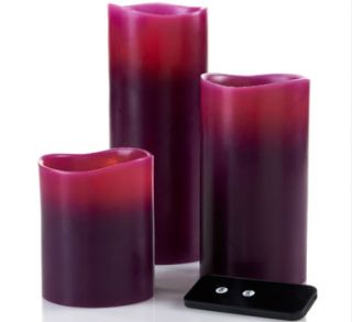 Nate Berkus Set of 3 Flameless Candles with Remote Golden Honey 