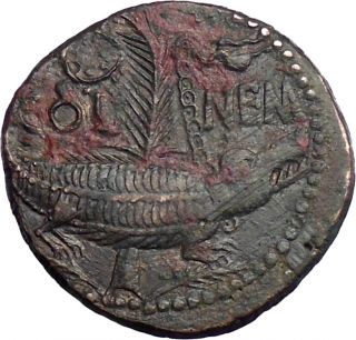 Agrippa and Augustus as Nemausus 10AD Crocodile Chained to Palm Tree 