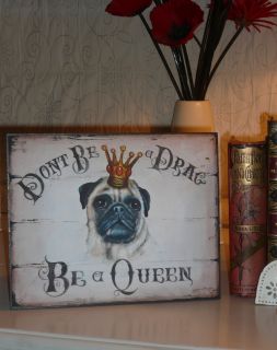 Fawn Pug Dog Sign Print Plaque Wall Art Picture Living Room Art