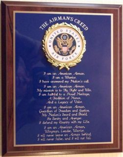 US Air Force Airmans Creed Plaque Great Gift or Award