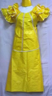 African Women Clothing Cotton Brocade Skirt Suit Yellow NotCom L XL 1X 
