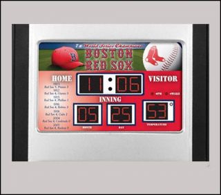 Boston Red Sox Digital Scoreboard Alarm Clock MLB Time Temperature and 