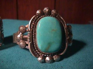   Navajo Turquoise Sterling Silver Cuff Bracelet Albert Cleveland