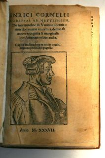 Printed 1537 Agrippa Astrology Magic Cabala Occult