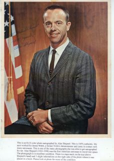 ALAN SHEPARD SIGNED BUSINESS SUIT LITHO INSCRIBED TO MICHAEL CHENAULT