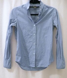 Steven Alan blue white striped ruffled shirt blouse top SZ S