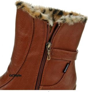   WATERPROOF OVER ANKLE WINTER BOOTS BUCKLE DETAIL FAUX FUR TRIM ALANA