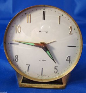 Vintage 60s Blessing alarm clock Works brass case Made in Germany 