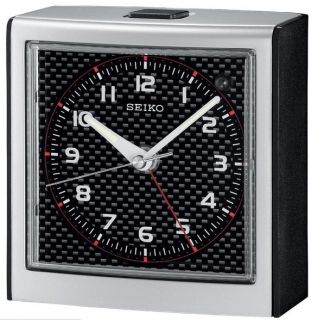 Seiko QHE040SLH Bedside Alarm Clock with Silver Metallic Case