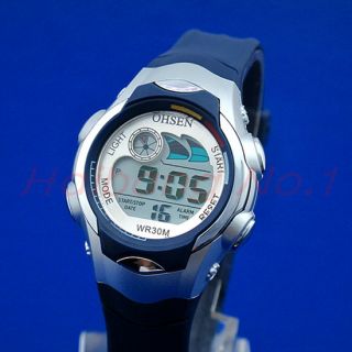 OHSEN Digital Sport Alarm Light Waterproof Blue Watch For Girls Boys 