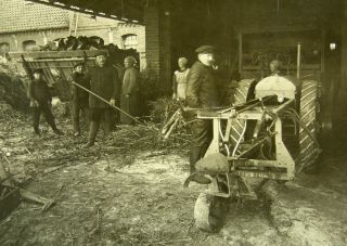 1920 Antique Agriculture Farm Tractor Plough Real Photo