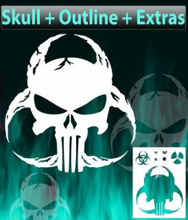 air brush stencil skull Punisher +Outline + Extras Template Harley 