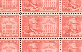 1957 Alexander Hamilton 1086 Full Mint MNH Sheet