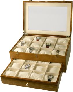 Solid Oak Wooden Wrist Watch Storage Display Case Box