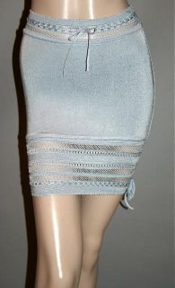 Vintage New ALAIA PARIS Light Blue w Knit Openwork Ties Ladies Mini 